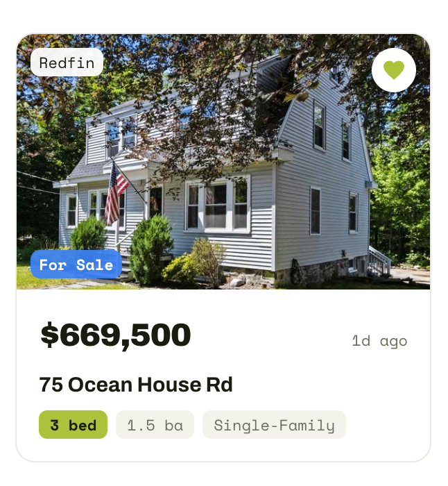 Homes saved-listing card